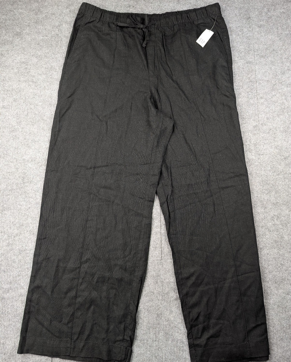 Gap Wide Leg Pants Womens Large Pull On Linen Black Coastal Minimal Beach Resort